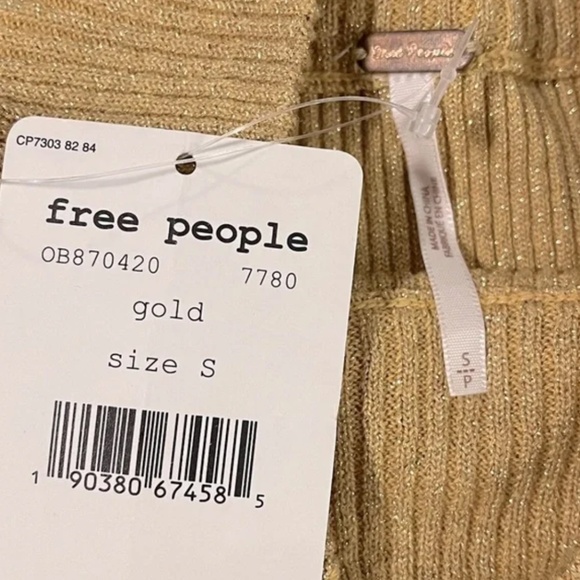 NWT Free People French Girl  Mini Dress Gold Cream Small - Picture 7 of 9